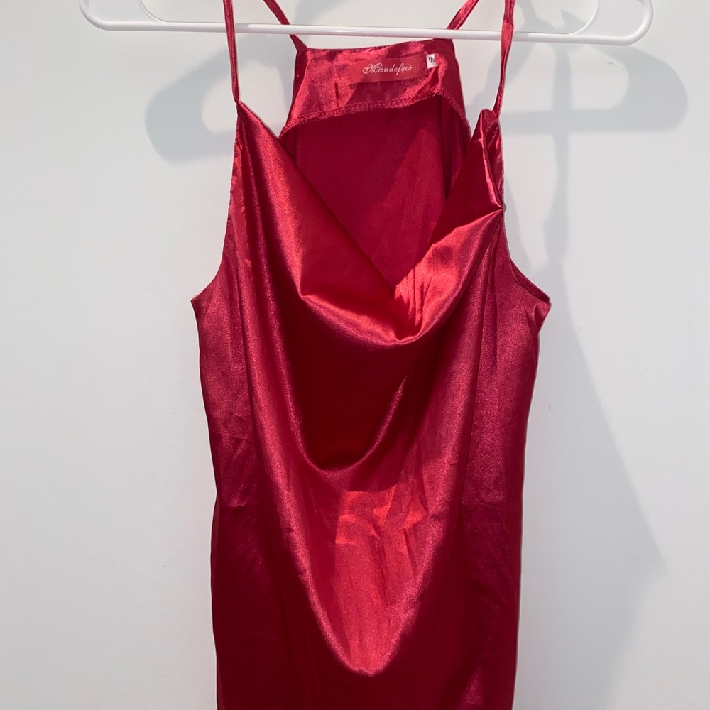 Hot Pink Satin Cowl Neck Top